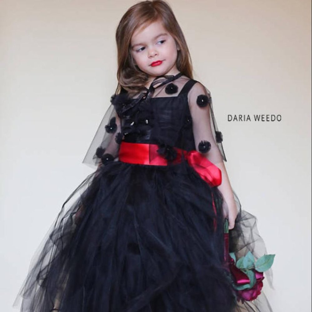 Black Tulle Dress with Cape size 4T